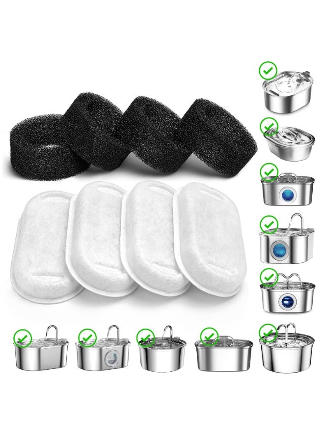 KISSUN Stainless Steel Cat Water Fountain Filters: 8-Pack (Carbon + Foam) - Replacement for 108oz/3.2L  Dispenser - Image 2
